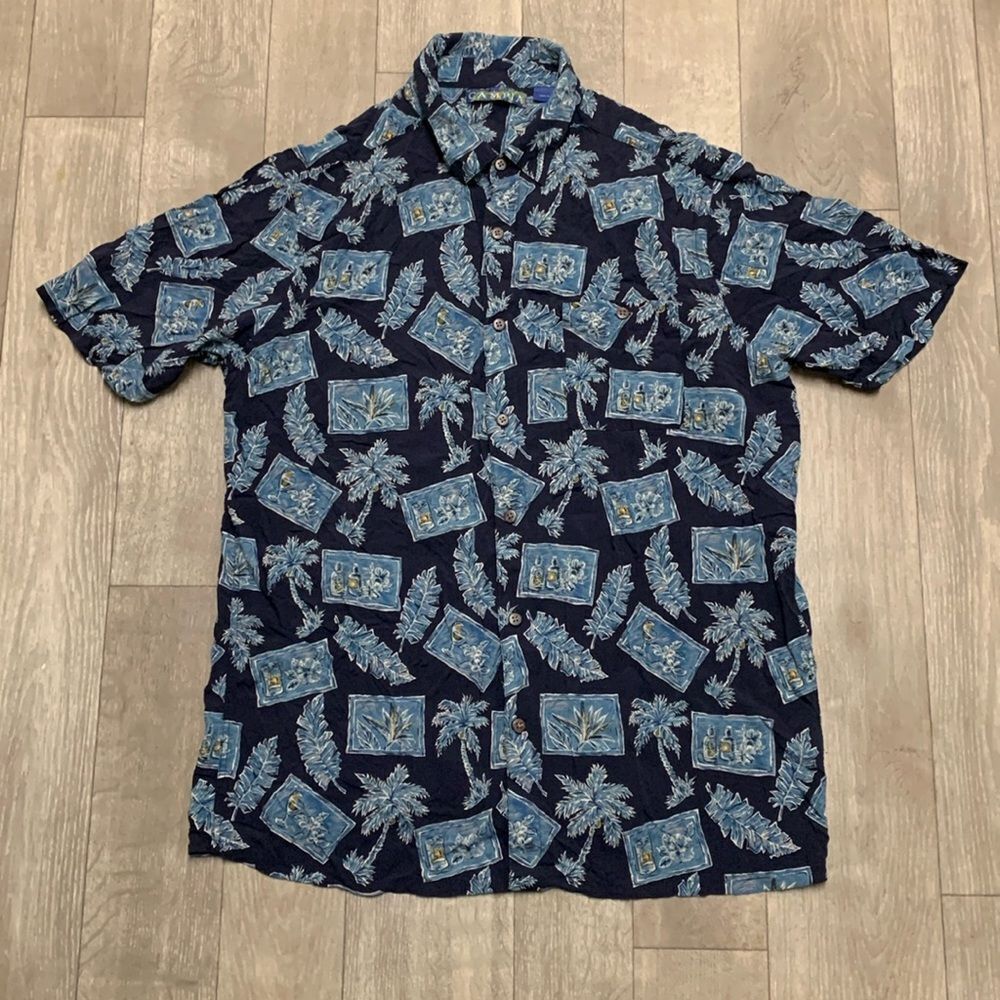 Mens Campia Hawaiian Tropical Floral Button‎ Down Shortsleeve Shirt